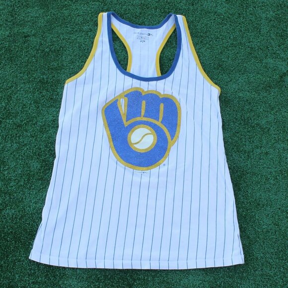 New Era Tops - 💙⚾💛Milwaukee Brewers New Era Women's Gameday Pinstripe Tank Top